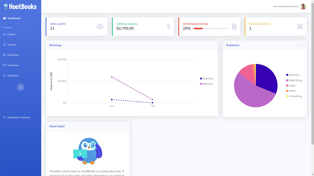 HootBooks Dashboard