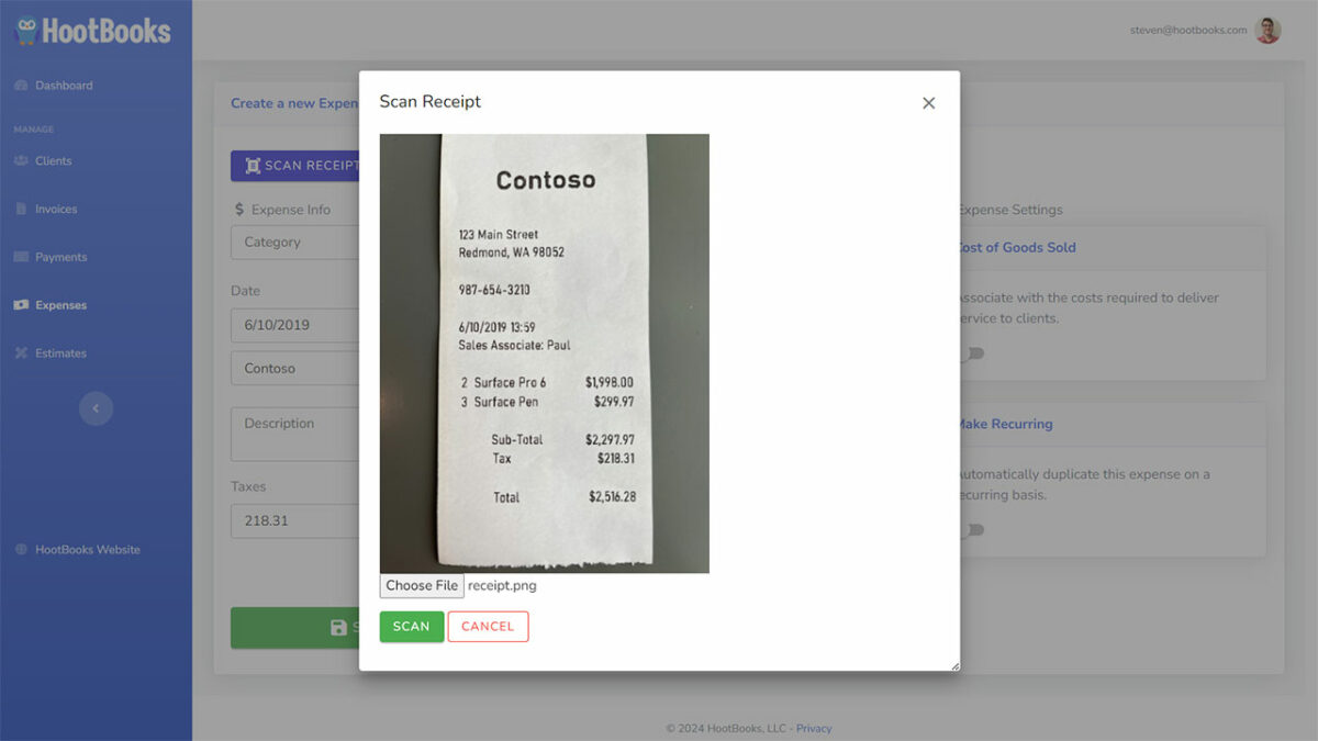 Revolutionizing expense tracking introducing hootbooks receipt